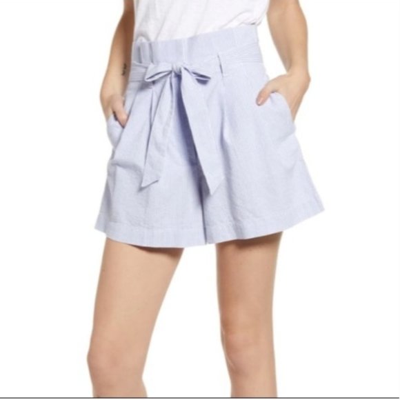 J. Crew Pants - J.Crew Paper Bag Seersucker Shorts blue white sz 4